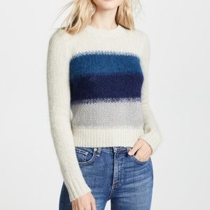 rag & bone Cream Sweater with Blue and Gray Stripes
